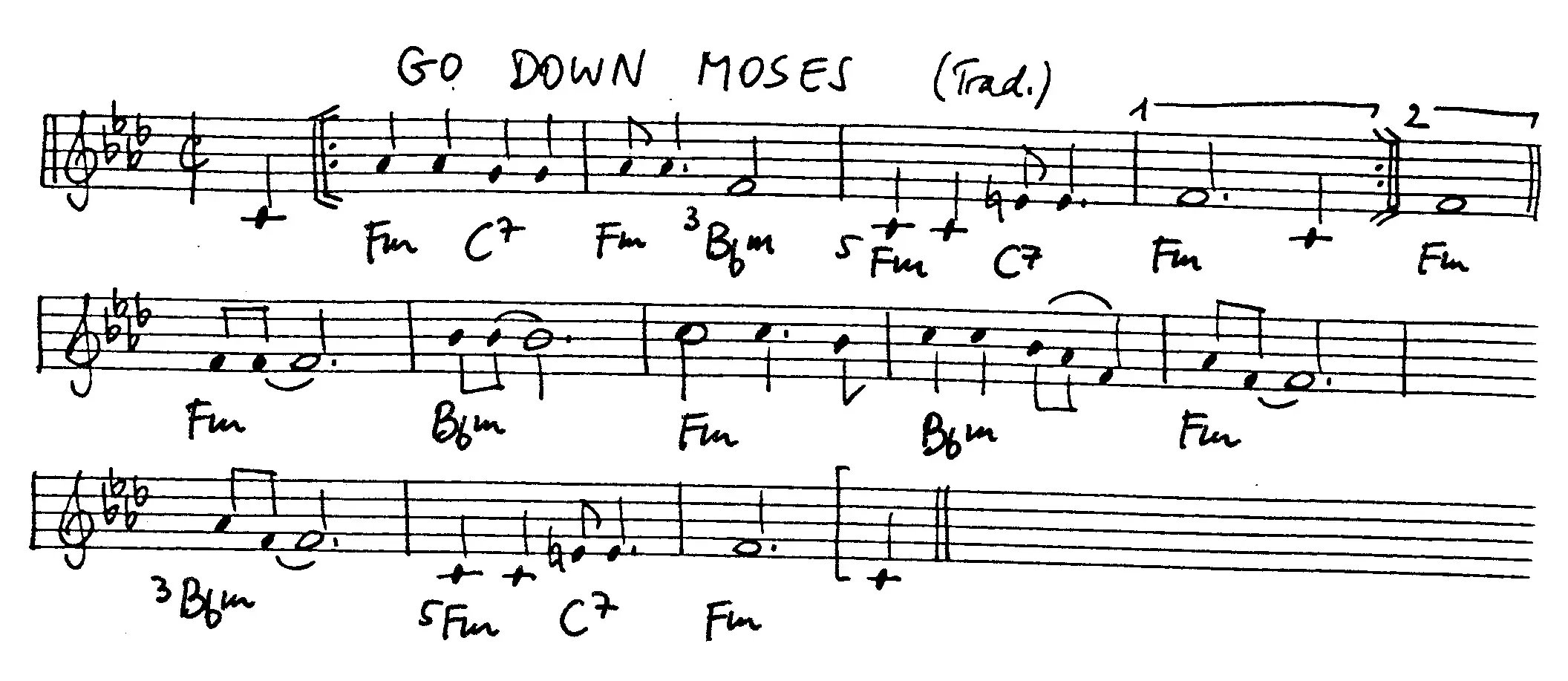 go down moses free jazz leadsheet - Courtesy of the Jungle Jazz Band